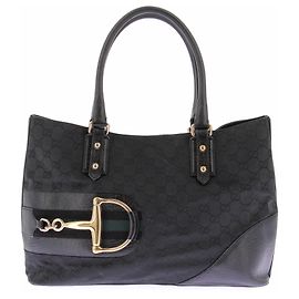 Gucci Borsa "Jackie Horsebit" in pelle e tela nera