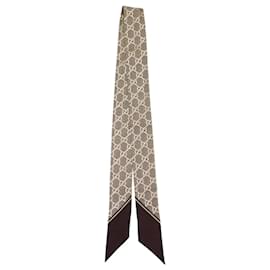 Fiocco per il collo in seta stampata laminata Marrone - Gucci