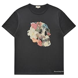 Herren T-Shirt mit Blumen-Totenkopf-Print - Alexander Mcqueen