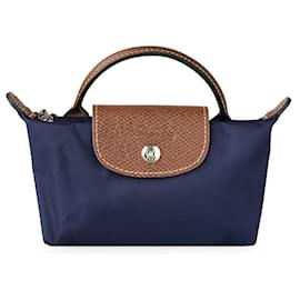 Women Le Pliage Original Handle Pouch (Navy) - Longchamp