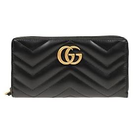 GG Marmont Matelassé lange Geldbörse Schwarz - Gucci