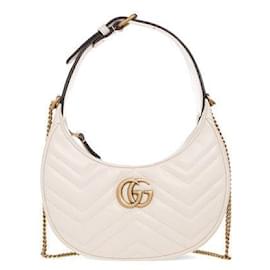 Gucci Borsa a tracolla a mezzaluna Marmont Matelassé Cream DTDHT