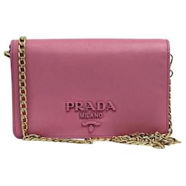 Prada Borsa crossbody con catena in Saffiano