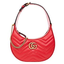 Gucci Borsa a tracolla e spalla Marmont Matelassé Half Moon Red DTDHT