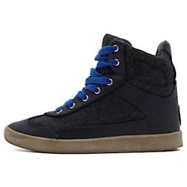 Zapatillas altas para mujer de piel y ante azul marino - Tory Burch