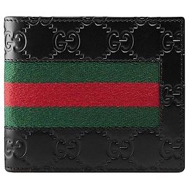 Gucci Portafoglio in pelle GG Signature Web Nero