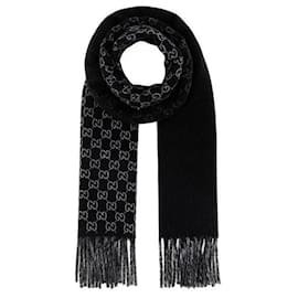 Sciarpa in lana bicolore GG Jacquard Black Gray - Gucci