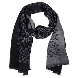 Gucci Sciarpa in lana bicolore GG Jacquard Black Grey