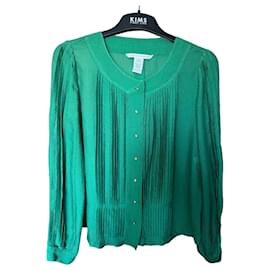 Blouse plissée en soie verte Diane von Furstenberg - Diane Von Furstenberg