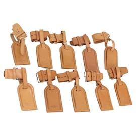 LOUIS VUITTON Name Tag Powanie 10 Set Powanie Leather Beige LV Auth 191949