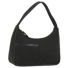 PRADA PRADA Sports Hand Pouch Wool Khaki Silver Auth 195649A