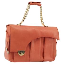 Borsa a mano con catena BALLY in pelle Orange Gold Auth 196277 - Bally