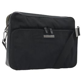 Bolso de Hombro GUCCI Canvas Negro Plata 001 3294 Auth gh2268