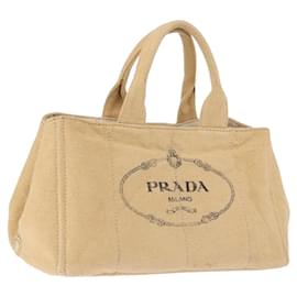 PRADA Canapa GM Tote Bag Stroh Beige Gold Auth 194284