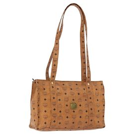 Borsa a tracolla MCM Vicetos Logogram PVC Leather Brown Gold Auth 195687