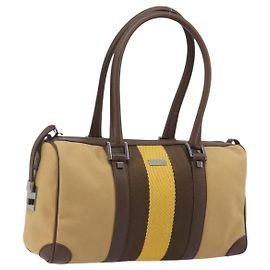 Borsa Boston GUCCI Sherry Line Canvas Beige Silver 000 0851 Auth 195413A