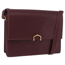 Borsa a tracolla CARTIER Must Line in pelle Bordeaux Gold Auth ka5688