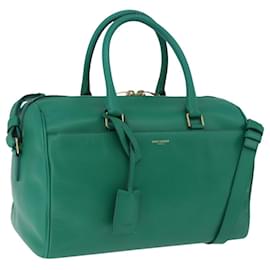 SAINT LAURENT Borsa Classic Duffle in pelle 2way Verde Oro 322049 Auth 196768V