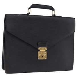 LOUIS VUITTON Epi ServietteConseiller Business Bag Black M54422 LV Auth 193430