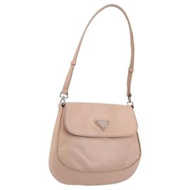 Bolso de hombro PRADA Creo de piel rosa plateado auténtico 195340A