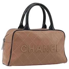Bolso de mano CHANEL Caviar Skin Brown Silver CC Auth 195643A