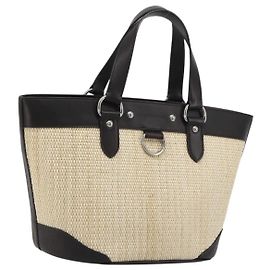 Bolso de Mano BURBERRY Paja Beige Plata Auth 195974A