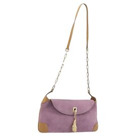 Borsa a tracolla con catena GUCCI Camoscio Viola Oro 001 4113 Auth 195593A