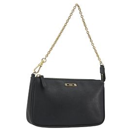 Pouch accessori FENDI in pelle nera e oro 8M0271 Auth 195418A