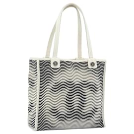 Borsa Tote CHANEL Canvas Black White Silver CC Auth bs36766
