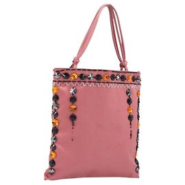 Borsa a mano PRADA Satin Pink Silver Auth bs36714