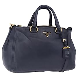 Borsa PRADA in pelle 2way Navy Gold Auth 196781V