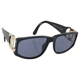 CHANEL Sonnenbrille Kunststoff Schwarz Goldfarben CC Auth bs36459