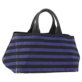 Borsa Tote PRADA Canapa GM Canvas Blu Oro Auth 195738