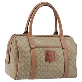Borsa Boston CELINE Macadam PVC Pelle Beige Tono Oro Auth 196127 - Céline