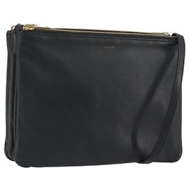 Céline Borsa a tracolla CELINE Trio in pelle nera e oro Auth 195660