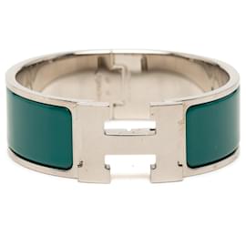 Bracelete Clic Clac H PM largo em esmalte verde Hermès