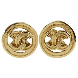 Orecchini a clip rotondi Chanel CC placcati oro