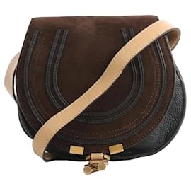 Chloé Borsa a tracolla Chloe Marcie Mini in camoscio e pelle marrone