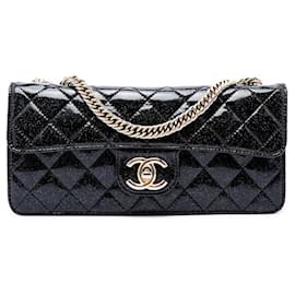 Borsa a tracolla Chanel Quilted Patent Glitter Evening Star East West Flap Nera