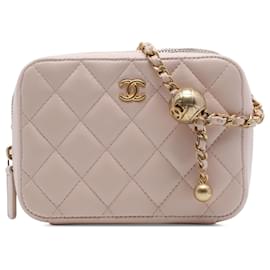 Brown Chanel CC Quilted Lambskin Pearl Crush Camera Bag