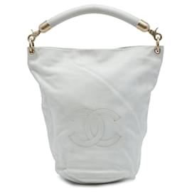 Borsa bucket Chanel CC in vitello bianca