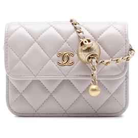 Brown Chanel Mini Quilted Lambskin Pearl Crush Clutch mit Kettenriemen