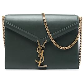 Borsa Saint Laurent Cassandra con chiusura monogramma in pelle di vitello liscia verde