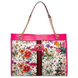 Tote Gucci Large Canvas Web Flora Rajah Bianco