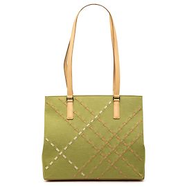 Burberry Supernova Check Canvas Tote mit Steppnähten, grün