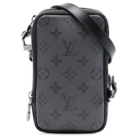 Borsa a tracolla doppia custodia per telefono Louis Vuitton Monogram Eclipse Reverse Nera