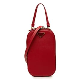 Bolso para teléfono Prada Saffiano rojo con cremallera