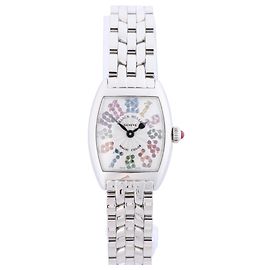 FRANCK MULLER Tonneau Curvex Armbanduhr, Ref. 2252QZMAGCOL mit silbernem Zifferblatt
