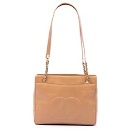 Borsa a tracolla Chanel CC Caviar Beige