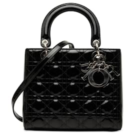 Borsa Lady Dior Medium in pelle vernice Cannage Nera